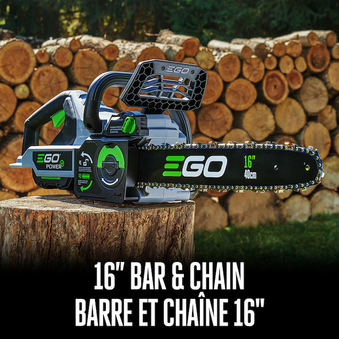 EGO POWER+ 16-in Cordless Brushless Chainsaw with 56 V 4.0 AH Battery and Charger Included