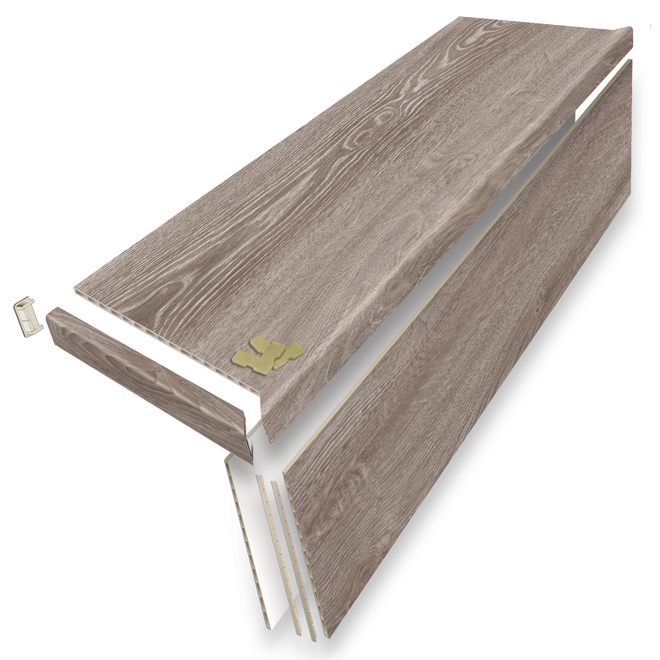 Durastair 12.25-in x 50-in Riverstone Oak Stairtreads and Riser vinyl covering kit