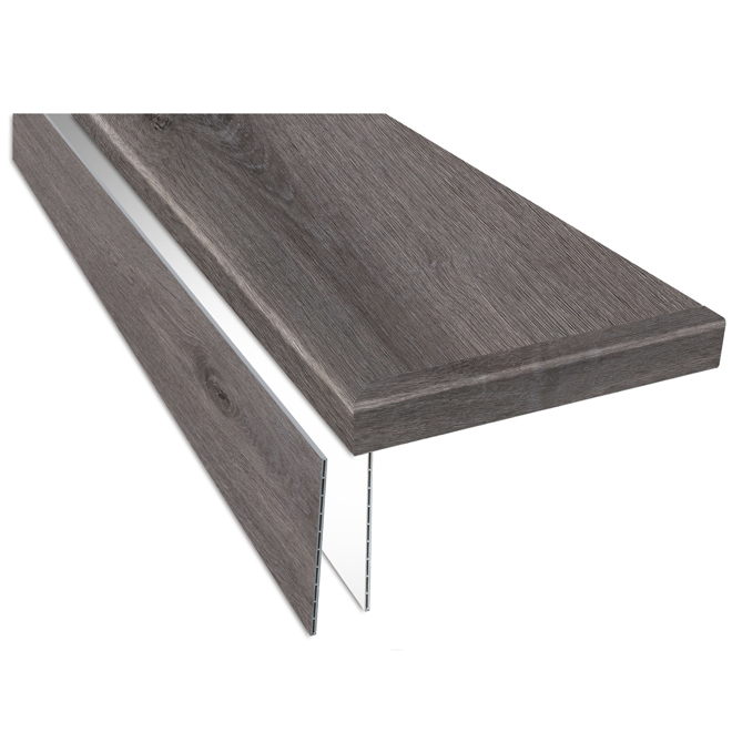Ensemble de revêtement de marche et contre marche en vinyle Durastair couleur chêne gris graphite 12,25 po x 50 po