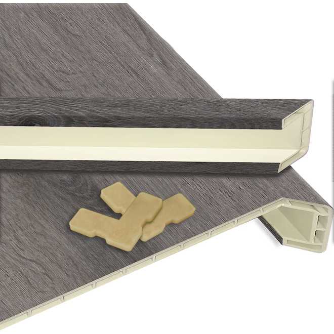 Ensemble de revêtement de marche et contre marche en vinyle Durastair couleur chêne gris graphite 12,25 po x 50 po