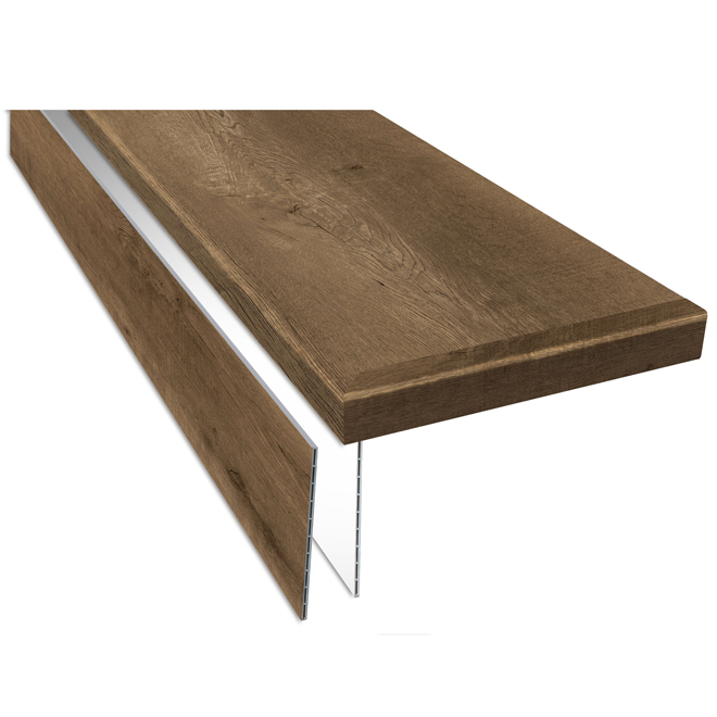 Ensemble de revêtement de marche et contre marche en vinyle Durastair couleur chêne brun 12,25 po x 50 po