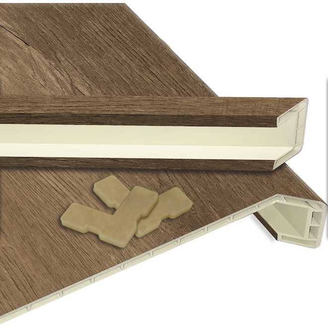 Ensemble de revêtement de marche et contre marche en vinyle Durastair couleur chêne brun 12,25 po x 50 po
