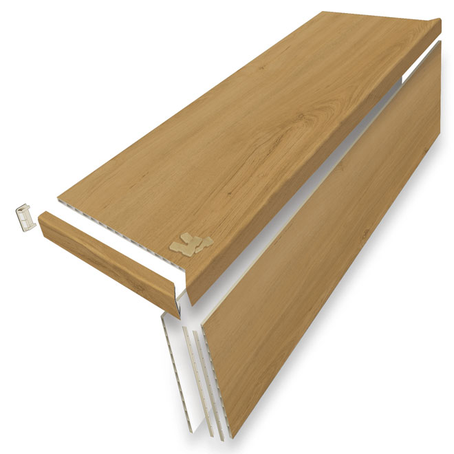 Ensemble de revêtement de marche et contre marche en vinyle Durastair couleur chêne naturel 12,25 po x 50 po