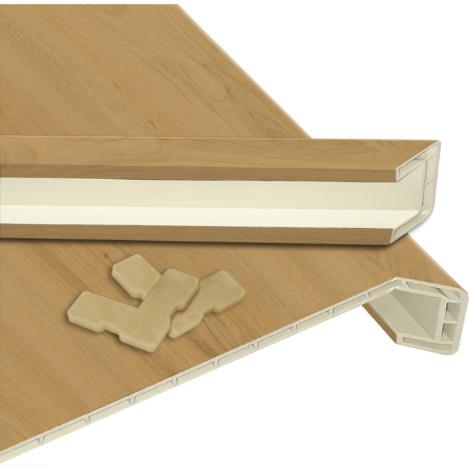 Ensemble de revêtement de marche et contre marche en vinyle Durastair couleur chêne naturel 12,25 po x 50 po