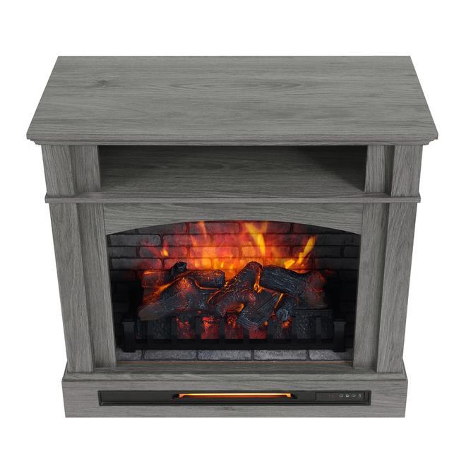 Style Selections Infrared Electric Fireplace with Shelf - 33-in x 33.75-in - 1500 W - Ash Grey