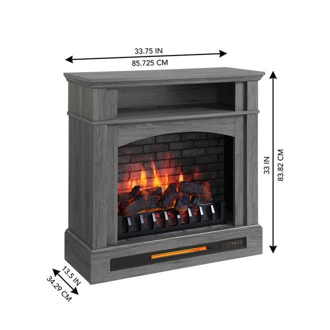 LANDON&CO 33 x 33.75-In 1500W Ash Grey Infrared Electric Fireplace with Shelf