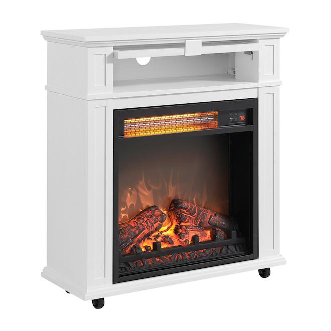 Style Selections Rolling Electric Fireplace - Infrared - 25.6-in - White Oak