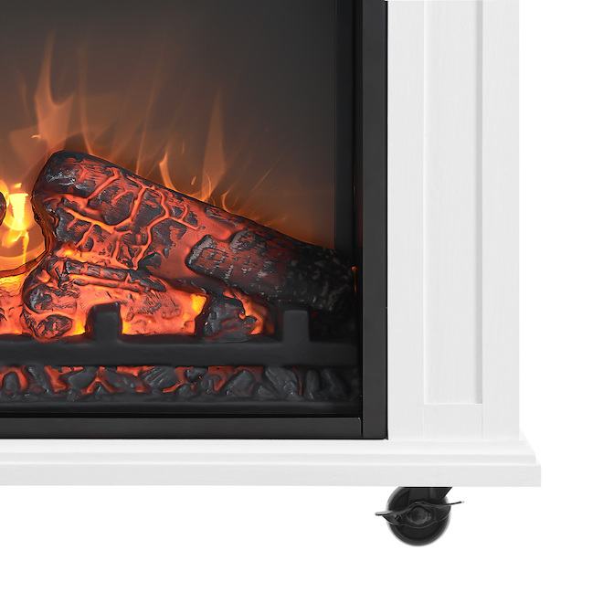 Style Selections Rolling Electric Fireplace - Infrared - 25.6-in - White Oak