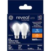 GE Reveal HD+ Colour-Enhancing 40W Replacement LED Medium Base Ceiling Fan A15 Light Bulbs (2-Pack)