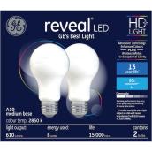 GE Reveal HD+ Colour-Enhancing 60W Replacement LED Frosted Glass General Purpose A19 Light Bulbs (2-Pack)