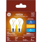 GE Relax HD Soft White 40W Replacement LED Clear Ceiling Fan Medium Base A15 Light Bulbs (2-Pack)