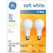 GE Soft White 30/70/100W Incandescent A21 Tri-Light (2-Pack)