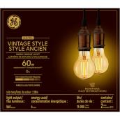 GE Vintage Warm Candle Light 60W Replacement LED Amber Finish Straight Filament A19 Light Bulbs (2-Pack)