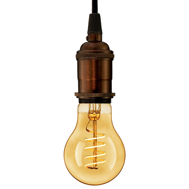 Ampoule de remplacement 60W de GE ambrée chaude lueur de chandelles de style ancien à filament en spirale A19 (1/pqt)