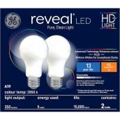 GE Reveal HD+ Colour-Enhancing 40W Replacement LED General Purpose A19 Light Bulbs (2-Pack)