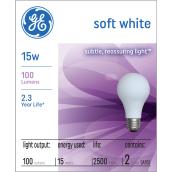 GE Soft White 15W Incandescent Frosted A15 Light Bulbs (2-Pack)