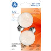 GE Soft White 40W Incandescent Frosted Decorative Medium Base G16.5 Light Bulbs (2-Pack)