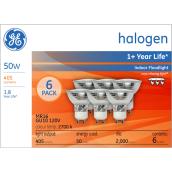 GE Soft White 50W Halogen Indoor Floodlight GU10 Base MR16 Light Bulbs (6-Pack)