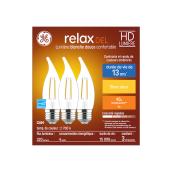 Ampoules de remplacement DEL blanc doux HD RELAX de GE de 40 W avec pointe courbée et culot candélabre CAM moyen (3/pqt)