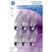 GE Soft White 25W Incandescent Clear Bent Tip CAM Light Bulb (6-Pack)