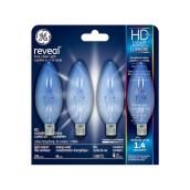 GE Reveal HD+ Colour-Enhancing 40W Incandescent Blunt TIp Candelabra Base Light Bulb (4-Pack)