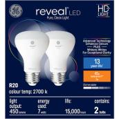 GE Reveal HD+ Colour-Enhancing 45W Replacement LED Indoor Floodlight R20 Bulbs (2-Pack)