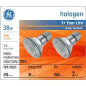 GE Warm White 38W Halogen Indoor Spotlight PAR20 Light Bulbs (2-Pack)