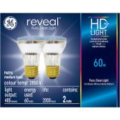 GE Reveal HD+ Colour-Enhancing 60W Halogen Dimmable Indoor Floodlight PAR16 Light Bulbs (2-Pack)