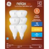 GE Relax HD Soft White 65W Replacement LED Light Bulbs Indoor Floodlight BR30 (6-Pack)