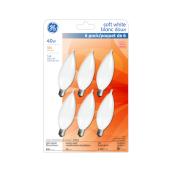GE Soft White 40W Incandescent Decorative Bent Tip Candelabra Base Light CAC Light Bulb (6-Pack)