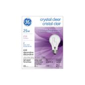 Ampoule incandescente GE, A19, 25 W, blanc doux, 2/pqt