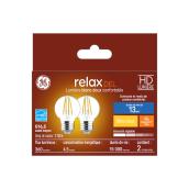 Ampoules de remplacement DEL blanc doux HD RELAX de GE de 40 W décoratives transparentes avec culot moyen G16.5 (2/pqt)