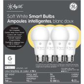 Ampoules intelligentes LED A19 C by GE 60W de remplacement, blanc doux (paquet de 4 unités)