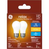 GE Relax HD Soft White 60W Replacement LED Ceiling Fan Medium Base White A15 Light Bulbs (2-Pack)