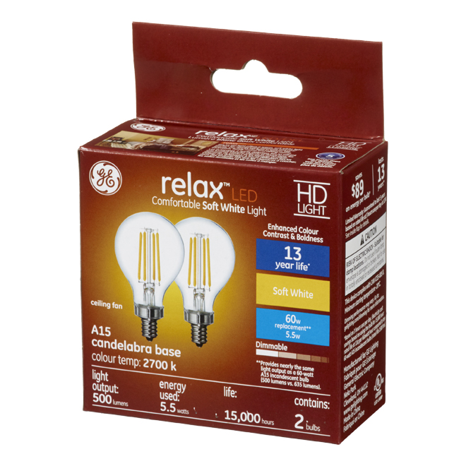 Ge Relax Hd Soft White 60w Replacement, Ceiling Fans With Standard Light Bulbs