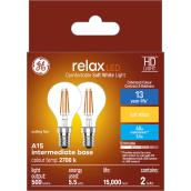 GE Relax HD Soft White 60W Replacement LED Clear Ceiling Fan Intermediate Base A15 Light Bulbs (2-Pack)