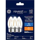 GE Reveal HD+ Colour-Enhancing 40W Replacement LED Decorative Clear Blunt Tip Medium Base BM Light Bulbs (3-Pack)