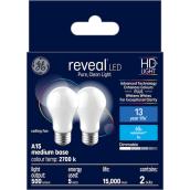 GE Reveal HD+ Colour-Enhancing 60W Replacement LED Ceiling Fan Medium Base A15 Light Bulb (2-Pack)