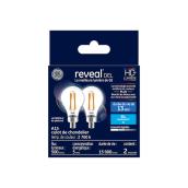 Ampoules de remplacement DEL HD REVEAL de GE de 60 W pour ventilateur de plafond avec culot candélabre A15 (2/pqt)