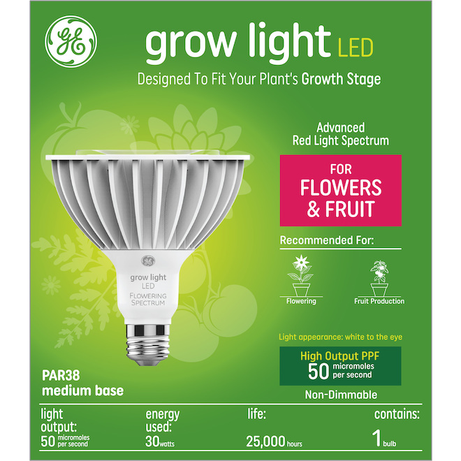 GE Grow Light 30W Advanced Red Spectrum LED PAR38 Light Bulb (1-Pack)