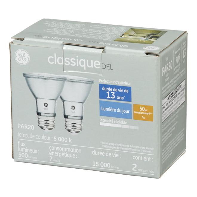 Ampoule halogène, PAR20, blanc doux, 50 W, 6/pqt