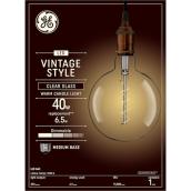 GE Large Vintage Warm Candle Light 40W Replacement LED Clear Finish Spiral Filament G63 Globe Light Bulb (1-Pack)