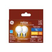 Ampoules de remplacement DEL blanc doux HD RELAX de GE de 40 W décoratives blanches avec culot moyen G16.5 (2/pqt)