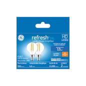 Ampoules de remplacement DEL lumière du jour HD REFRESH GE 40W décoratives transparentes, culot candélabre G16.5 (2/pqt)