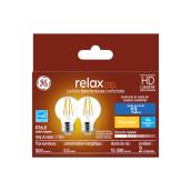 Ampoules DEL blanc doux HD RELAX de GE 60 W décoratives transparentes avec culot candélabre G16.5 (2/pqt)