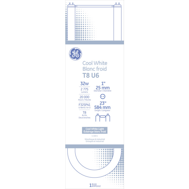 GE 32 W 23-in Cool White G13 Base T8 Fluorescent U-Bend Tube Light Bulb