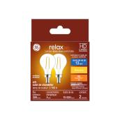 Ampoules de remplacement DEL blanc doux HD RELAX de GE 40 W pour ventilateur de plafond ave culot candélabre A15 (2/pqt)