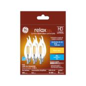 Ampoules de remplacement DEL blanc doux HD RELAX GE 60 W à pointe courbée et culot candélabre CAC moyen (6/pqt)