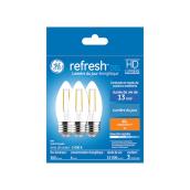 Ampoules de remplacement DEL lumière du jour HD REFRESH GE 40 W décoratives transparentes à culot moyen (BM) (3/pqt)