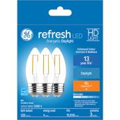 GE Refresh HD Daylight 40W Replacement LED Decorative Clear Blunt Tip Medium Base BM Light Bulbs (3-Pack)